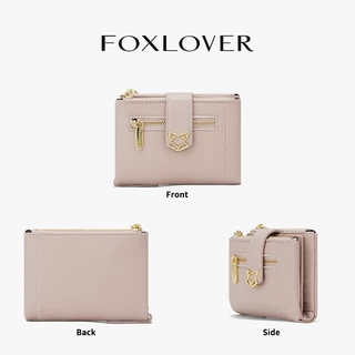FOXLOVER กระเป๋าสตางค์สตรี แบบสั้น มีสายโซ่ 13 ช่องใส่บัตร สไตล์แฟชั่นทันสมัย มาพร้อมถุงของขวัญ