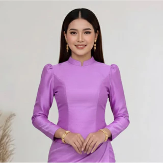เสื้อไทยบรมพิมานซิปหลัง ไหมสี่เส้น￼อัดผ้ากาวแน่นแน่นทั้งตัว