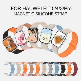 【สาย+ฟิล์ม】สายซิลิโคนแม่เหล็กสําหรับ Huawei Watch Fit3/Fit 4/Fit4 Pro/Fit 5/Fit 5 Pro สาย สร้อยข้อมือสายรัดข้อมือนาฬิกา