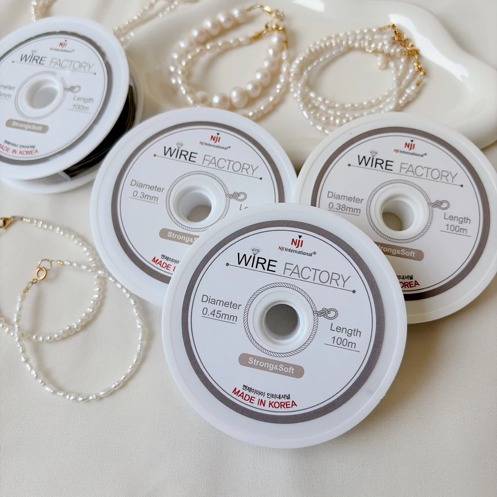 ลวดสลิงเกาหลี ร้อยลูกปัด ร้อยหิน Jewelry Wire งานฝีมือ DIY ลวดสีเงิน ลวดสีทอง ยาว 100 เมตร Tinypearlxoxo N1341