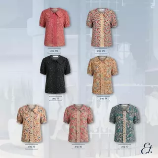 Everything แบรนด์เอฟเวอรี่ติง - เสื้อทำงานผู้หญิงคอบัว แขนสั้น แต่งลูกไม้ มีไซซ์ XS-3XL (901-1)
