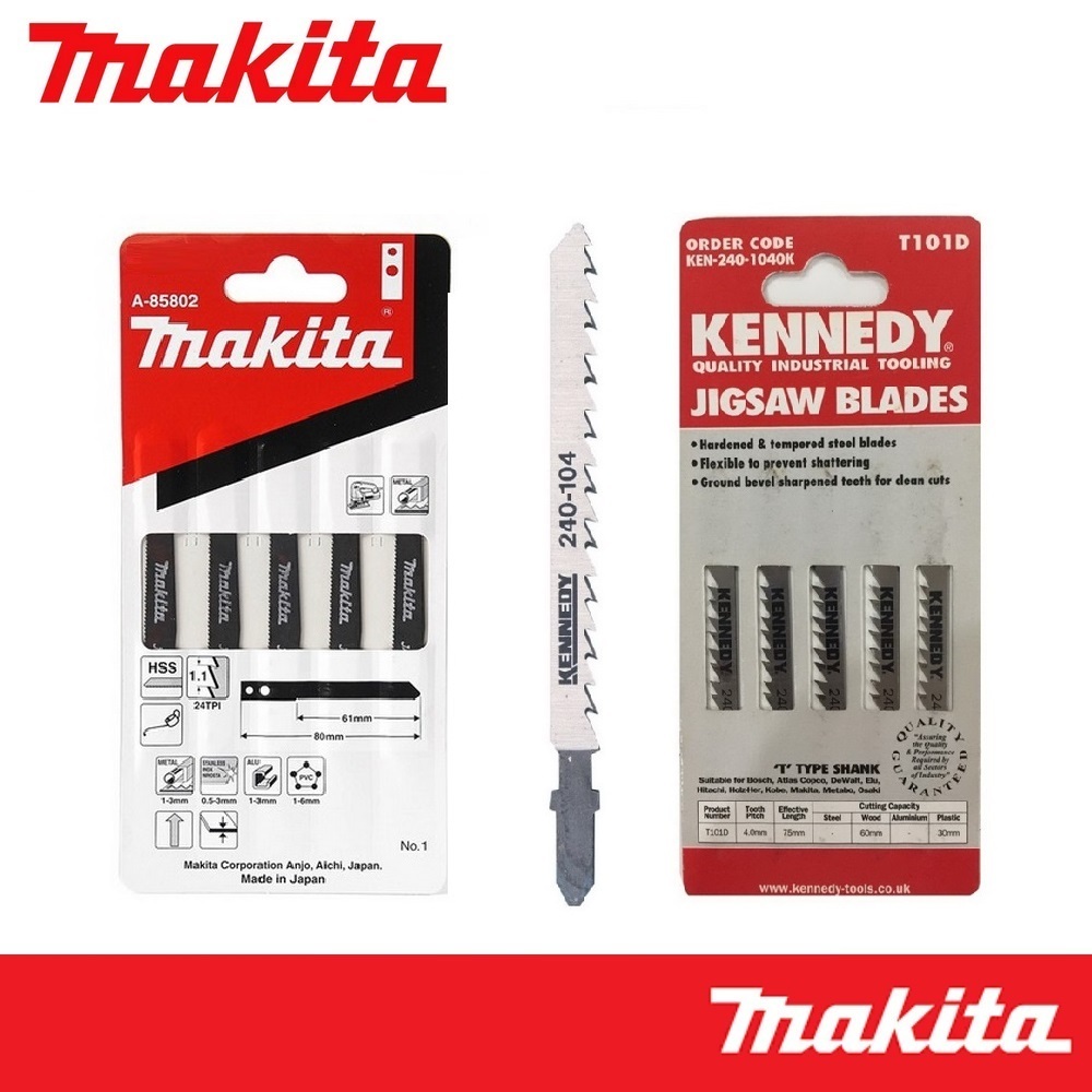 MAKITA ใบเลื่อยจิ๊กซอ (5ใบ) NO.1 A85802, NO.2 A85852, NO.3 A85868, NO.51 A86561, B-13 A85656 BOSCH T