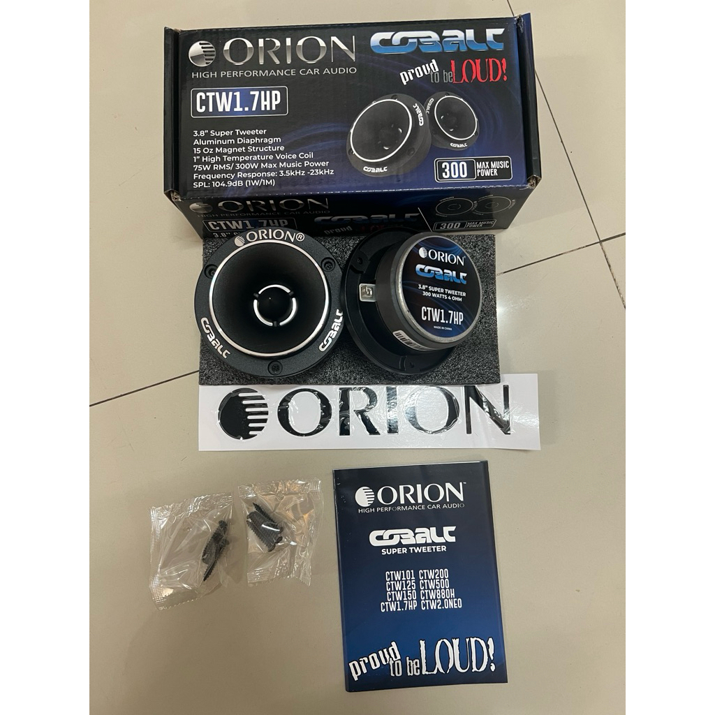 คู่ละ 2800บาท แหลมจาน3.8นิ้ว  ยี่ห้อ ORION รุ่น CTW1.7HP  ORION 3.8” Super CTW1.7HP BLULLETTWEETER