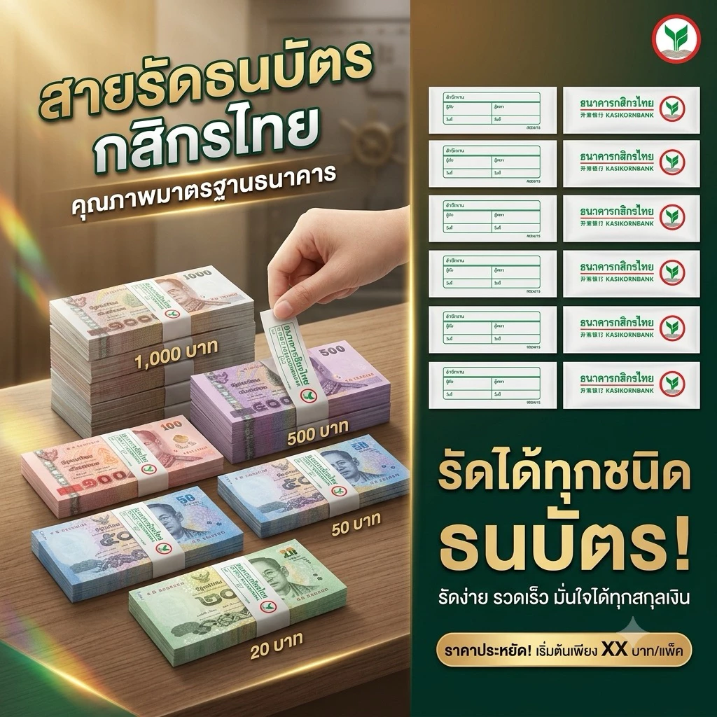 สายรัดธนบัตร กสิกรไทย รัดได้ทุกชนิด ธนบัตร