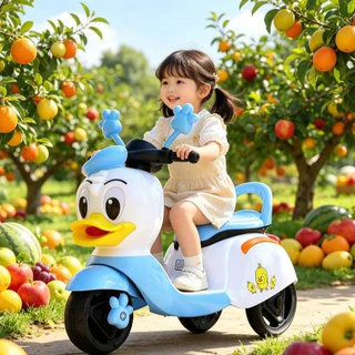 Lookmeebabyproducts รถแบตเตอรี่เด็ก มอไซค์เป็ด รถไฟฟ้าเด็ก ลายการ์ตูนน่ารัก รถเด็กนั่ง ขนาด1มอเตอร์