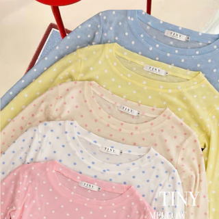 Candy CoCo - เสื้อแขนยาว เสื้อยืด ผ้าสลาฟพรีเมียมพิมพ์ลายจุด ผ้ายืดหยุ่นใส่สบาย - ( แคนดี้ )