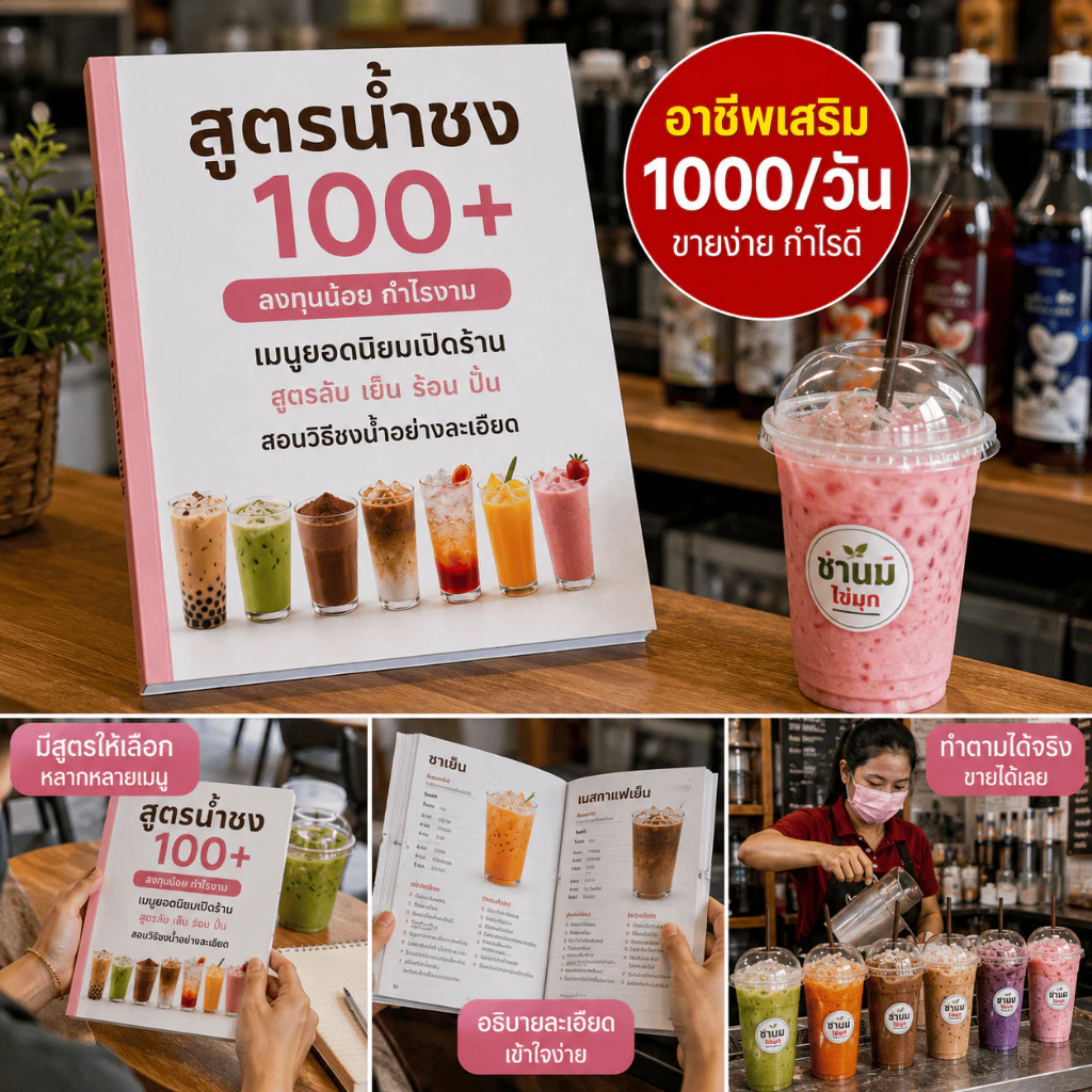 [ลด🔥8.8]หนังสือรวมสูตรเครื่องดื่ม 100+ เมนู สร้างอาชีพ เปิดร้านชงน้ำ ชา กาแฟ ชานมไข่มุก