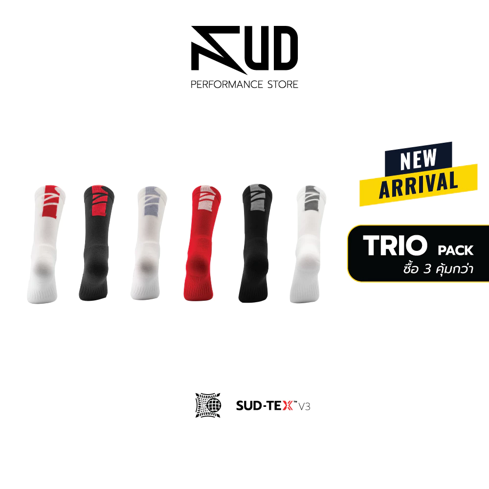 [Trio Pack] SUD ถุงเท้าวิ่ง รุ่น SKY - เซ็ต 3 คู่ ถุงเท้าวิ่งข้อสูง เทคโนโลยีผ้า SUD-TEX™ V3