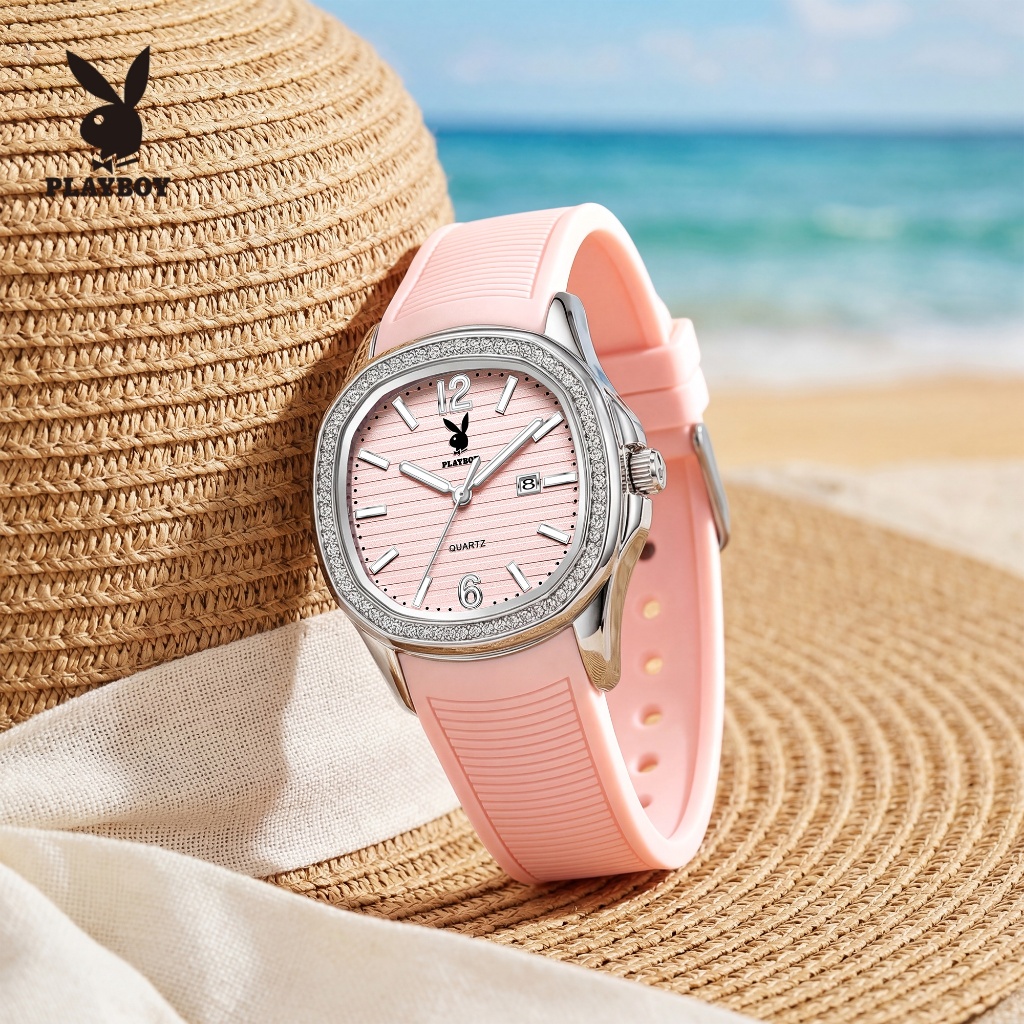 PLAYBOY นาฬิกา ผู้หญิง watch แท้ ยาง สายนาฬิกา กันน้ำ กีฬา หนุ่มสาว แฟชั่น 3149L