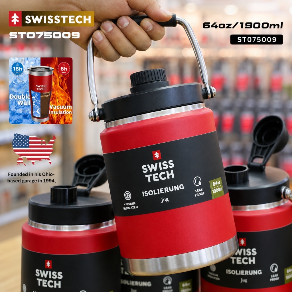 พร้อมส่งจากไทย SWISSTECH รุ่น ST075009 เหยือกน้ำ กระติกน้ำ JUG 64OZ/1892ML สีแดง / SWISS+TECH