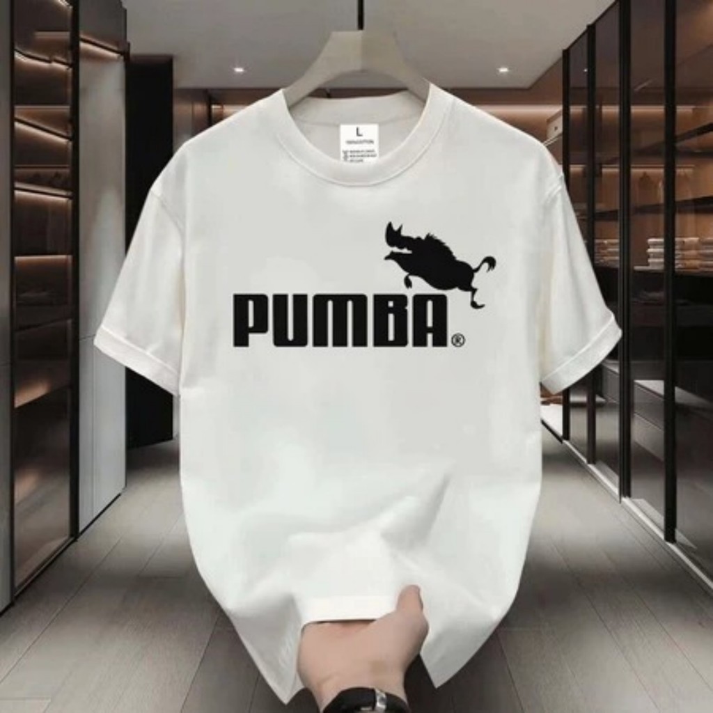 Oversize Cotton T-shirt Funny Pumba Warthog Cartoon Letter Print Casual Streetwear Unisex เสื้อยืดกา