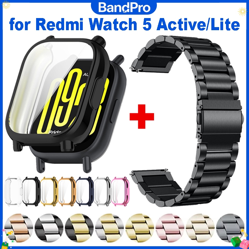 เคสสายโลหะหรูสำหรับ Redmi Watch 5 Active เคส TPU นุ่มสำหรับ Xiaomi Redmi Watch 5 Lite สายสแตนเลส