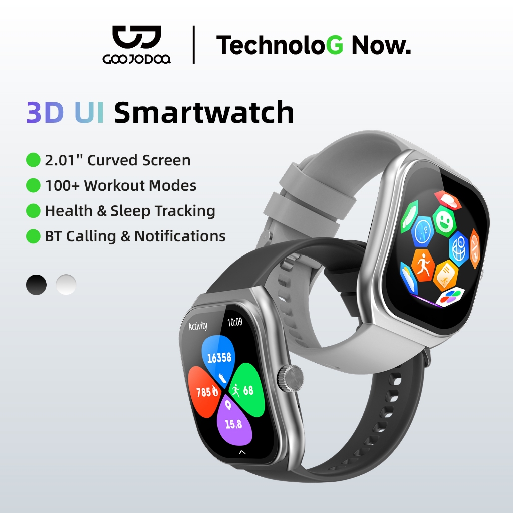 GOOJODOQ Curve Smart Watch New 2.01-inch Curved IPS Screen Bluetooth Call  Running Pace  Custom Wallpaper Smartwatch