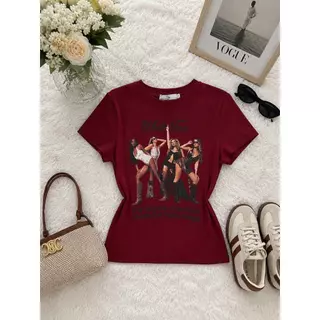 231-232 -233 รุ่นKaia (ไคอา) เสื้อยืดBaby Tee ทรงเข้ารูป ผ้าSlipCot (สลิปคอต) คอกลมแขนสั้น ลายกราฟิกสไตล์วินเทจ
