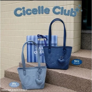 กระเป๋าแบรนด์ CICELLE-9995 ดีไซน์มีหัวใจน่ารัก สีพิเศษ Denim และสี Sky สียีนส์อ่อนและยีนส์เข้มอย่างละมุน พร้อมถุงกระดาษ