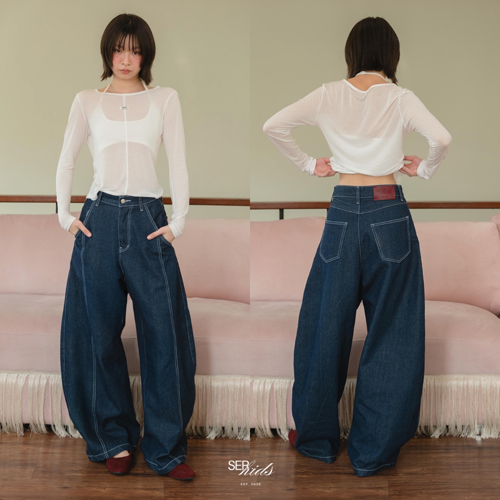 SERKIDS กางเกงยีนส์บาเรล - สี Classic Indigo