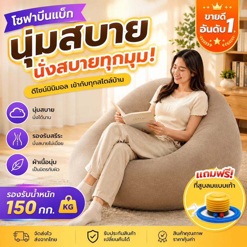 เก้าอี้เป่าลมมินิ โซฟาเป่าลมมินิ โซฟาเดี่ยวเป่าลม โซฟาเป่าลมแบบพกพาได้ ใช้ได้ทั้งเด็กและผู้ใหญ่ นั่งสบาย สำหรับบ้านและแค