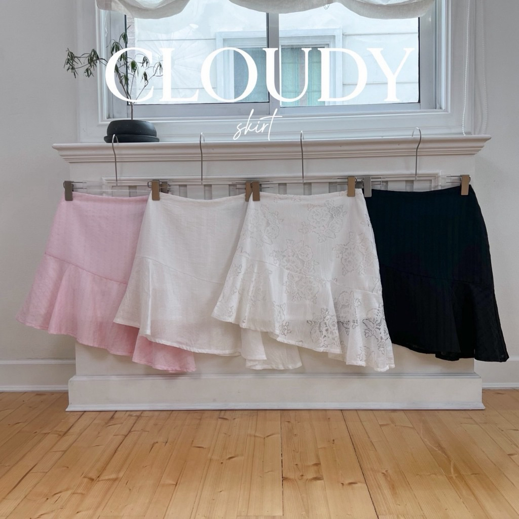 SHOP.POPO-Cloudy skirt กระโปรงผ้าพริ้วชายเฉียง ซับใน2ชั้น