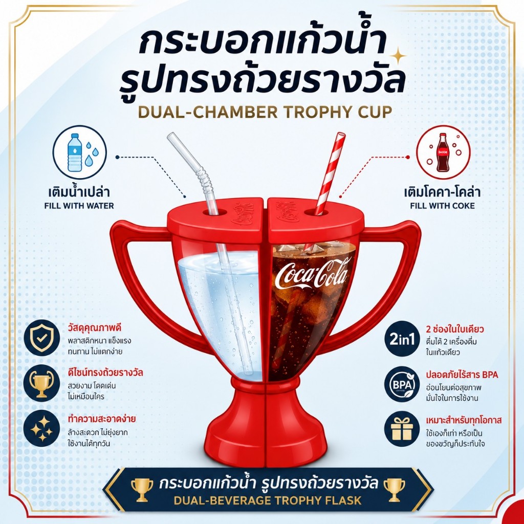 SFC-COKE กระบอกน้ำ รูปทรงถ้วยรางวัล ( พร้อมส่ง )