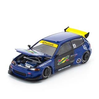 PR640365 - POPRACE 1/64 PANDEM CIVIC EG6 BLUE BLACK DIECAST SCALE MODEL CAR