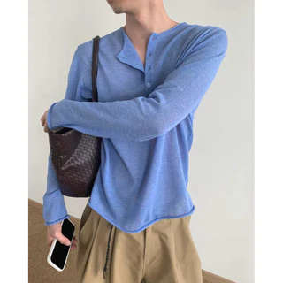 LAYNE KNIT HENLEY เสื้อไหมพรมถักบางแขนยาว A2