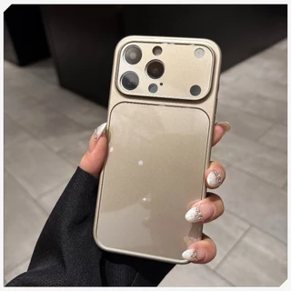 เคสโทรศัพท์ผิวกระจก มีฟิล์มป้องกันเลนส์ สัมผัสเหมือนเครื่องเดิม ใช้ได้กับ iP 14/15/16/17 Pro Max