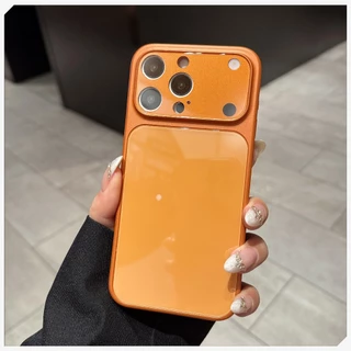 เคสโทรศัพท์ผิวกระจก มีฟิล์มป้องกันเลนส์ สัมผัสเหมือนเครื่องเดิม ใช้ได้กับ iP 14/15/16/17 Pro Max