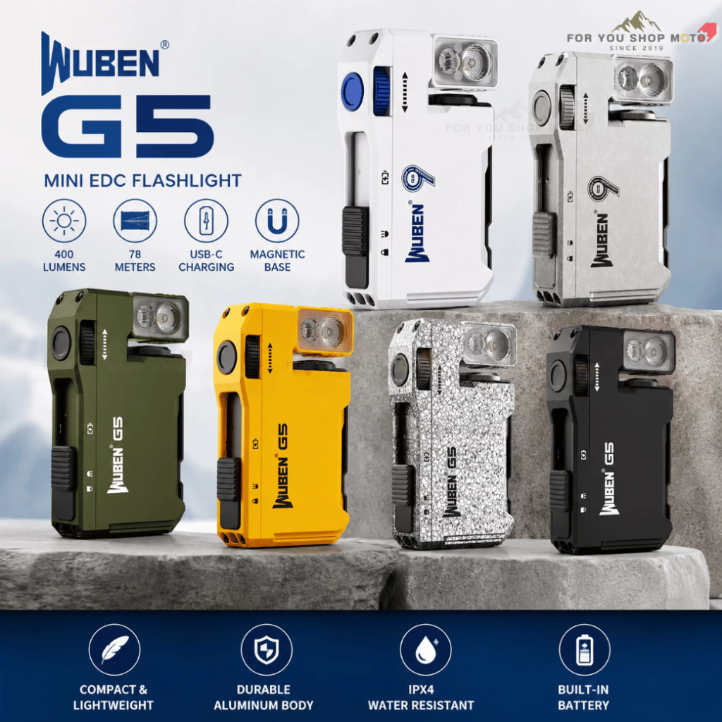 (มีส่งด่วน) WUBEN G5 ไฟฉาย EDC พวงกุญแจ 400 Lumens หัวหมุน 180° ชาร์จ Type-C มีไฟ RGB กันน้ำ IP65