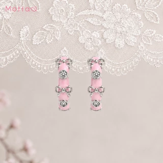 Motta Earring Bowieday ต่างหูห่วงชุบทองคำขาว จี้ริบบิ้นโบว์ทูโทนสีพาสเทลสุดคิวท์