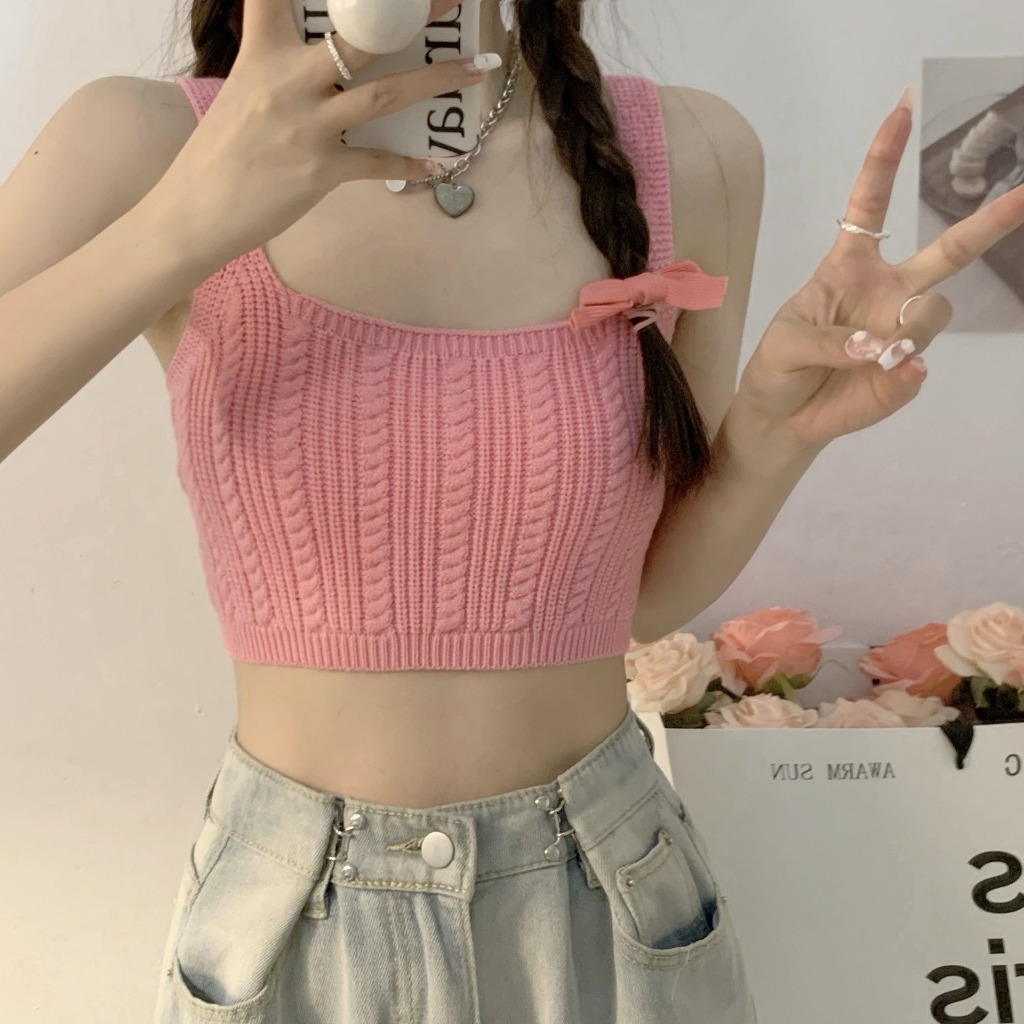 𝑩𝒓𝒂𝑩𝒓𝒂𝑩𝒓𝒂 f-116 เสื้อครอป สายเดี่ยว ไหมพรม รูปที่ 5
