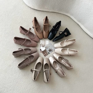 รองเท้าคัทชู แมรี่เจนปลายตัด Block Heels ส้นสูง1นิ้ว รองเท้าkaimooksissy KS25601