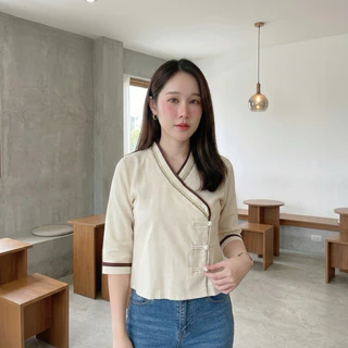 เสื้อผ้าฝ้ายผู้หญิง เสื้อทรงป้ายเจ้านาง กระดุมจีน งานปักมือ Handmade ผ้าฝ้ายเนื้อดี