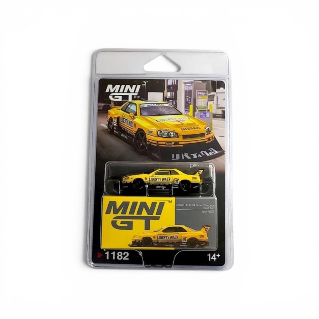MINI GT No.1182 Nissan LB-ER34 Super Silhouette SKYLINE Sport Yellow MGT01182-BL