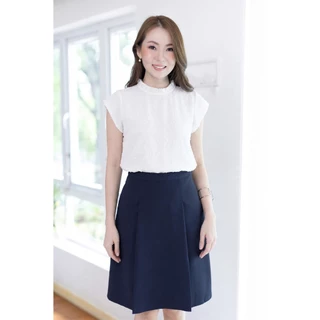 Narinari : MT2758 Ruff Collar Cap Sleeve Blouse