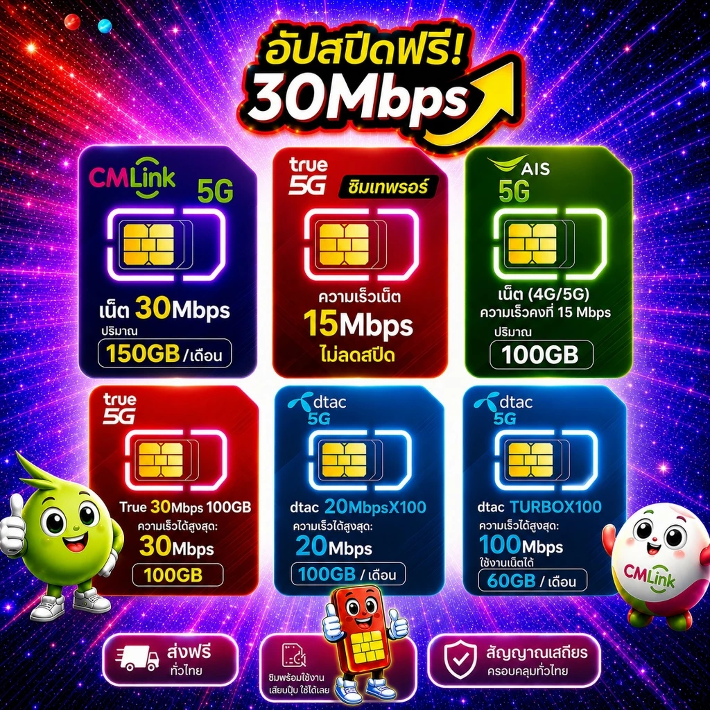 ซิมเน็ต เน็ตรายปี เน็ตไม่อั้น โทรฟรีทุกค่าย ทรู ดีแทค