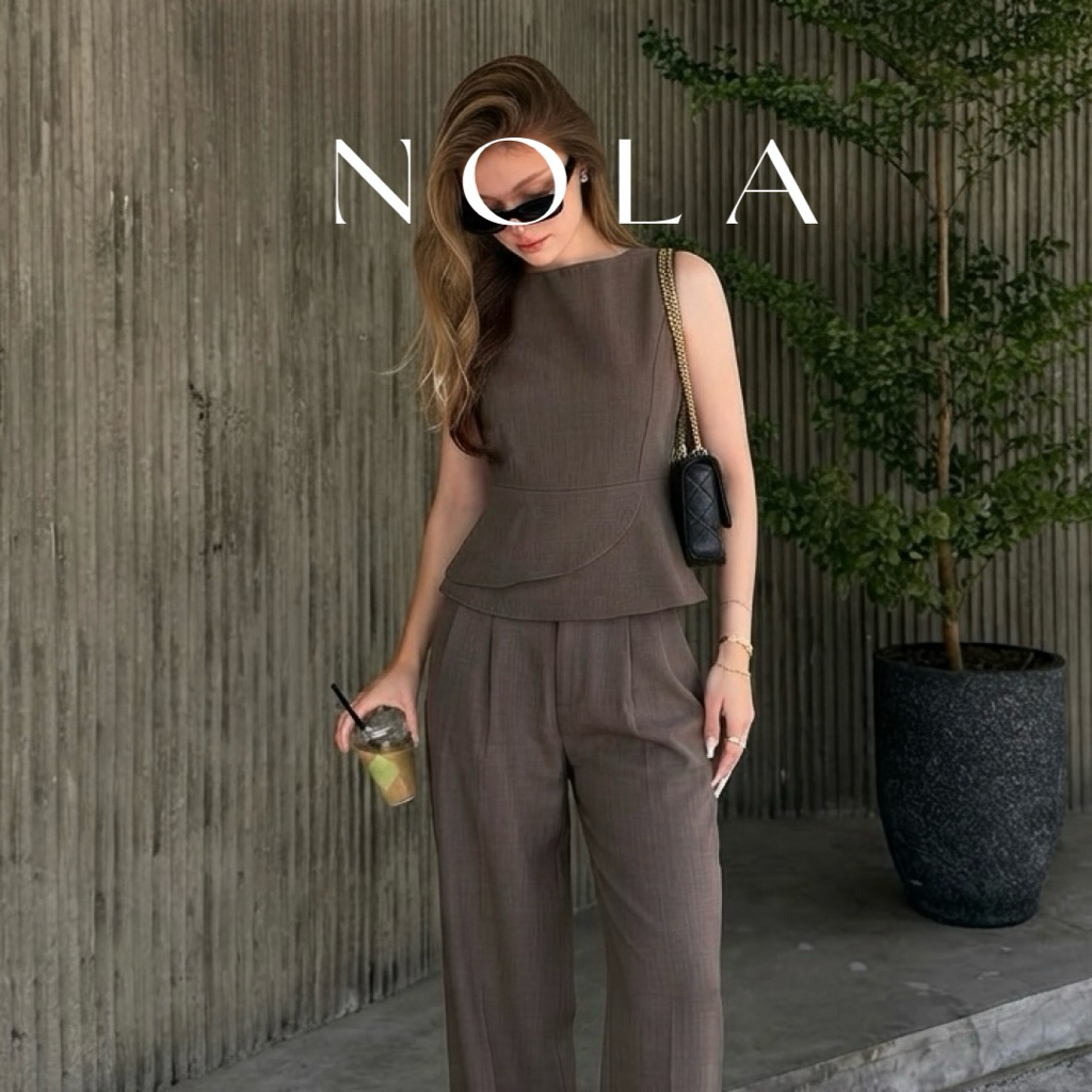 Nola Set ชุดเซ็ตแขนกุดแต่งชายระบาย พร้อมกางเกงขาทรงกระบอกยาว มี 5 สี | betty