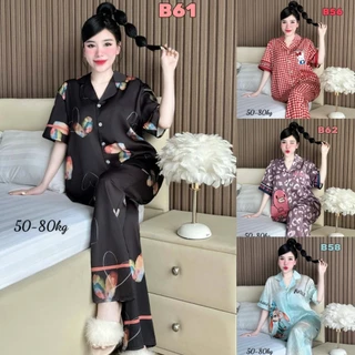 🔥งานใหม่🔥แขนสั้น-ขายาว Free size อก44” ผ้าไหมทอ(Silk Satin) เกรดพรีเมียม นุ่ม ลื่น ใส่สบาย