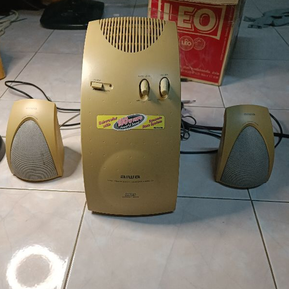 ลำโพงคอมพิวเตอร์ aiwa มือสอง ใช้งานได้