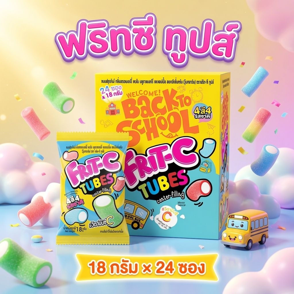 [แพ็ค24ซอง] Frit C ฟริทซี​ ทูปส์ กัมมี่ ฟรุตตี้กัมมี่ 18g/ซอง(ขนาดขาย5บ.)