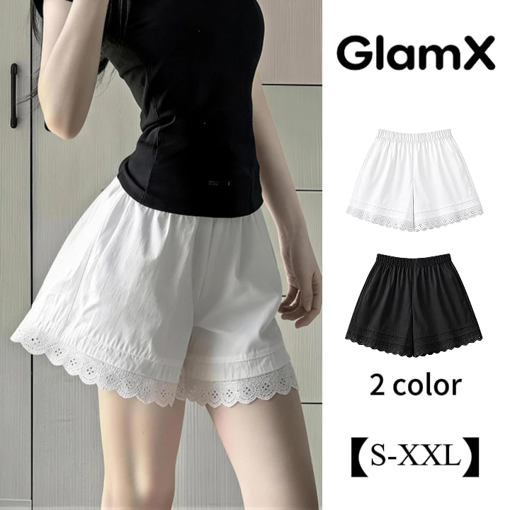 กางเกงขาสั้น สวมใส่สบาย ลําลองสําหรับสตรี ดีไซน์แต่งขอบลูกไม้ มีขนาด S-XXL