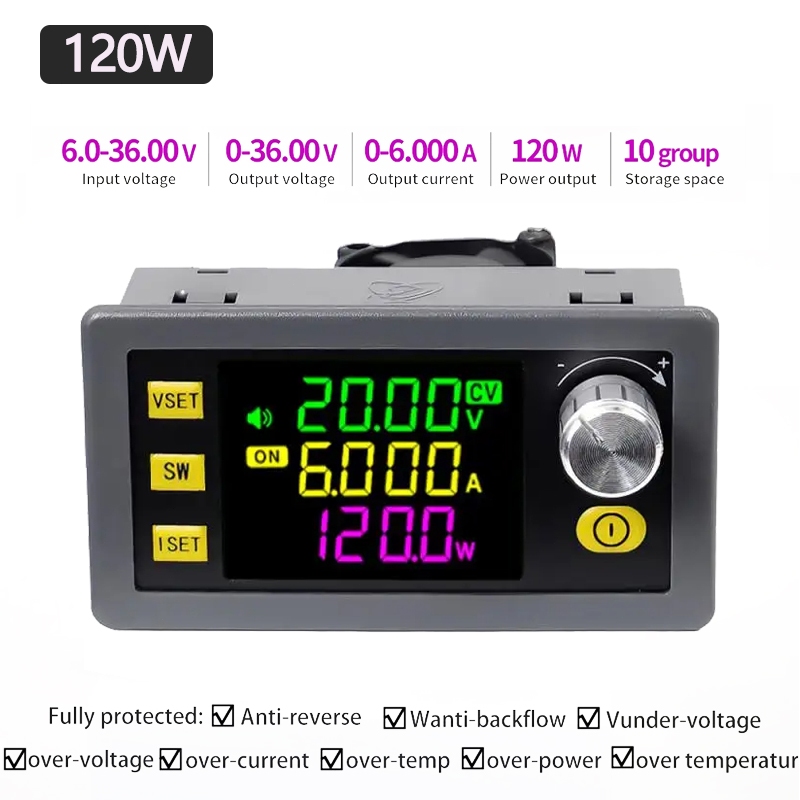 หนึ่งชุด SK120/SK60 DC ปรับ Buck Boost โมดูลจ่ายไฟ, 120W 6A ตัวแปลงแรงดันไฟฟ้าคงที่สําหรับชาร์จพลังงานแสงอาทิตย์