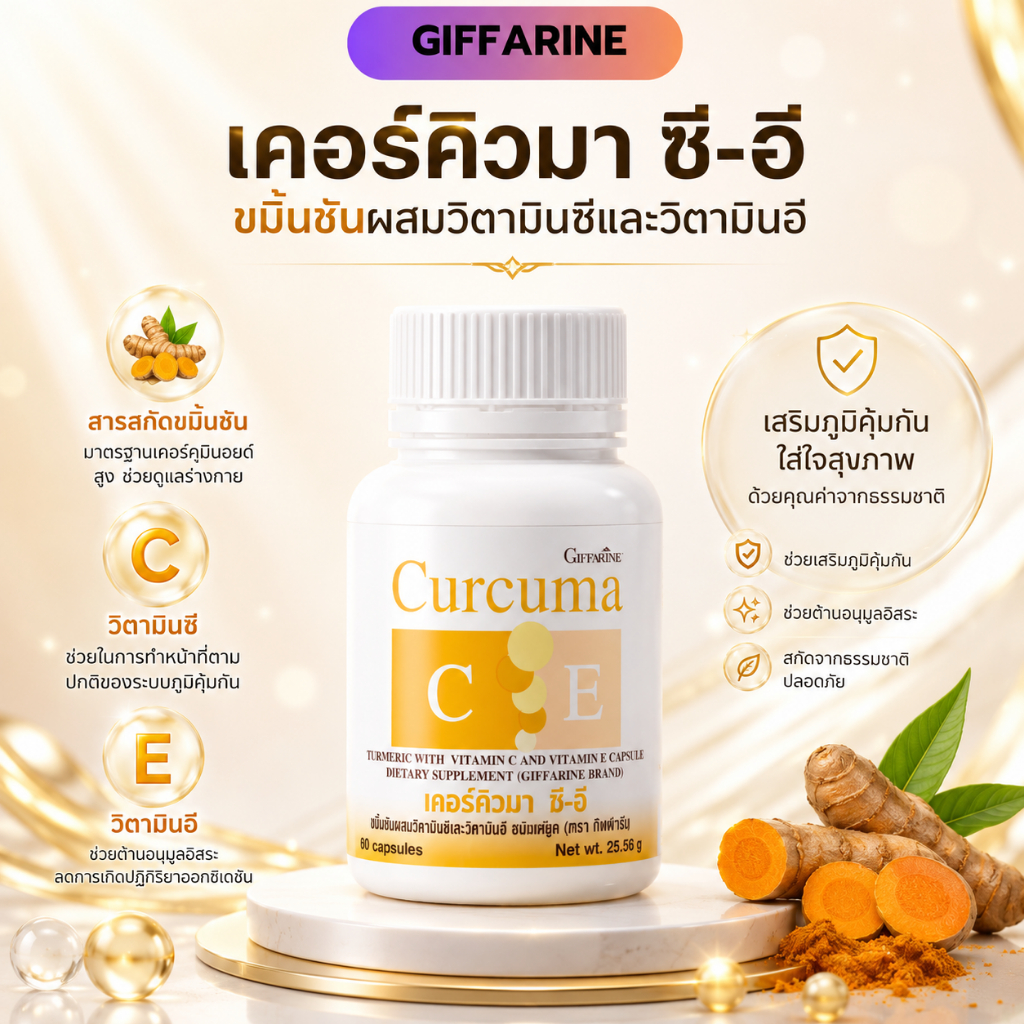 ขมิ้น ขมิ้นชัน กิฟฟารีน ท้องอืด ท้องเฟ้อ จุกเสียด เรอเปรี้ยว ช่วยย่อยอาหาร กรดไหลย้อน