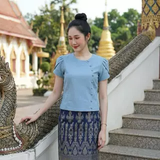 เสื้อผ้าฝ้ายผู้หญิง สีฟ้า (20แบบ) รุ่นรวมเสื้อฟ้า ผ้าฝ้ายผ้าพื้นเมือง