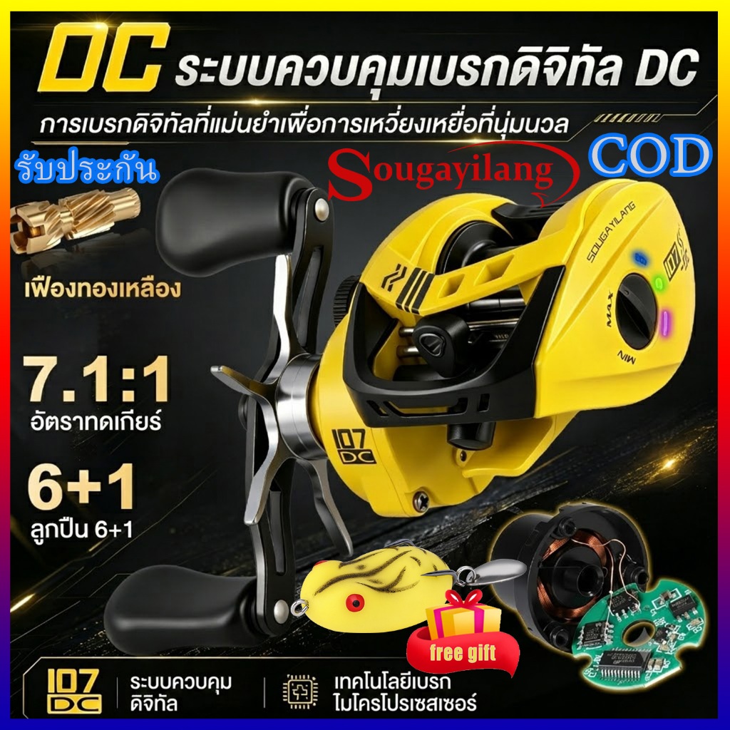 Sougayilang รอกหยดน้ำ DC 107-DC รุ่นใหม่ปี 2026 ระบบเบรกดิจิทัล ลดสายฟาวล์ อัตราทด 7.1:1 รอกตกปลาคุณภาพสูง
