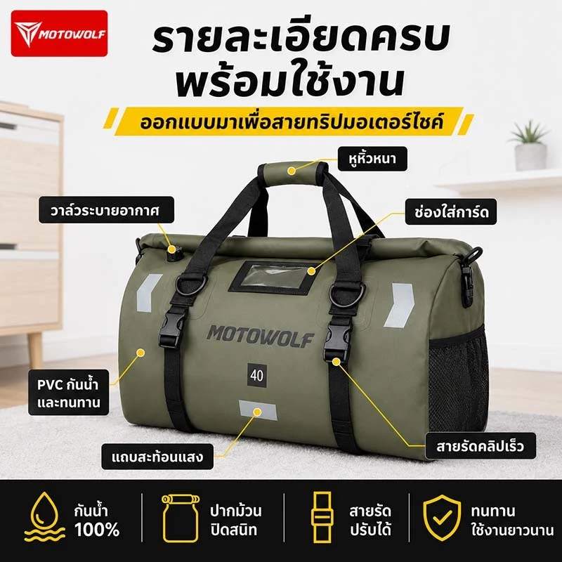 motowolf mdl 0717 กระเป๋ากันน้ำ มัดท้ายสำหรับรถมอเตอร์ไซด์  กระเป๋าเดินทาง กระเป๋าทัวร์ริ่ง ความจุใหญ่พิเศษ thumbnail 5