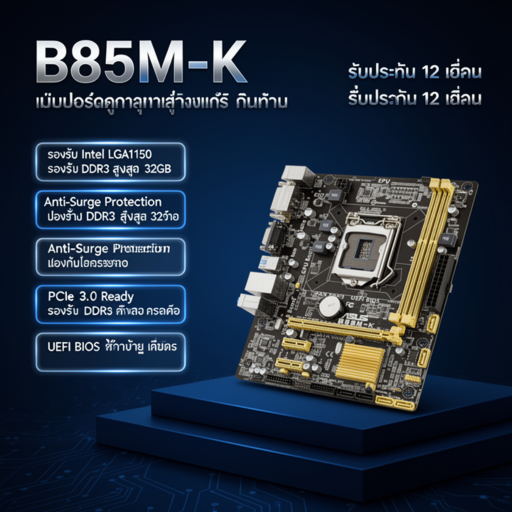ASUS B85M-K Motherboard LGA 1150 DDR3 Mainboard 95% New รองรับ Intel Gen 4 เมนบอร์ดคุณภาพสูง