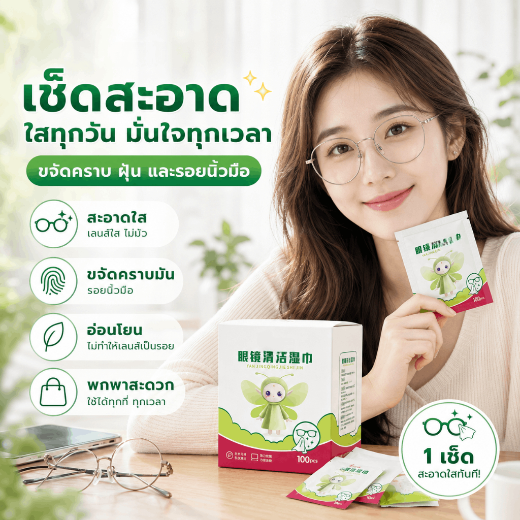 ผ้าเช็ดทำความสะอาดเลนส์ 100 ชิ้น บรรจุแยกชิ้น พกพาสะดวก ช่วยให้มองเห็นได้ชัดเจนยิ่งขึ้นขณะทำงาน