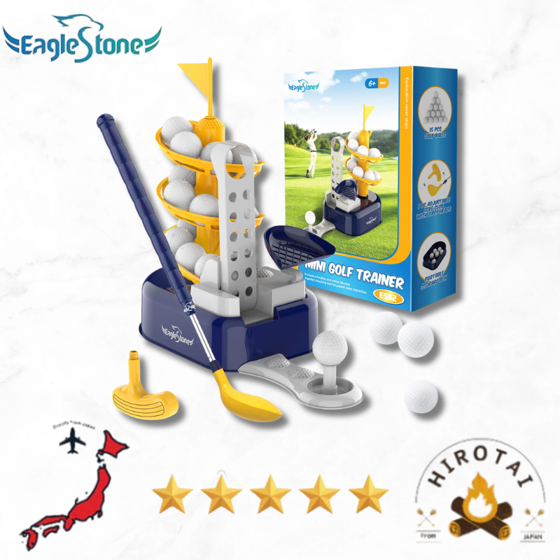 EagleStone Kids Golf Toy Set – 15 Balls, Indoor/Outdoor Mini Golf Trainer (Yellow)