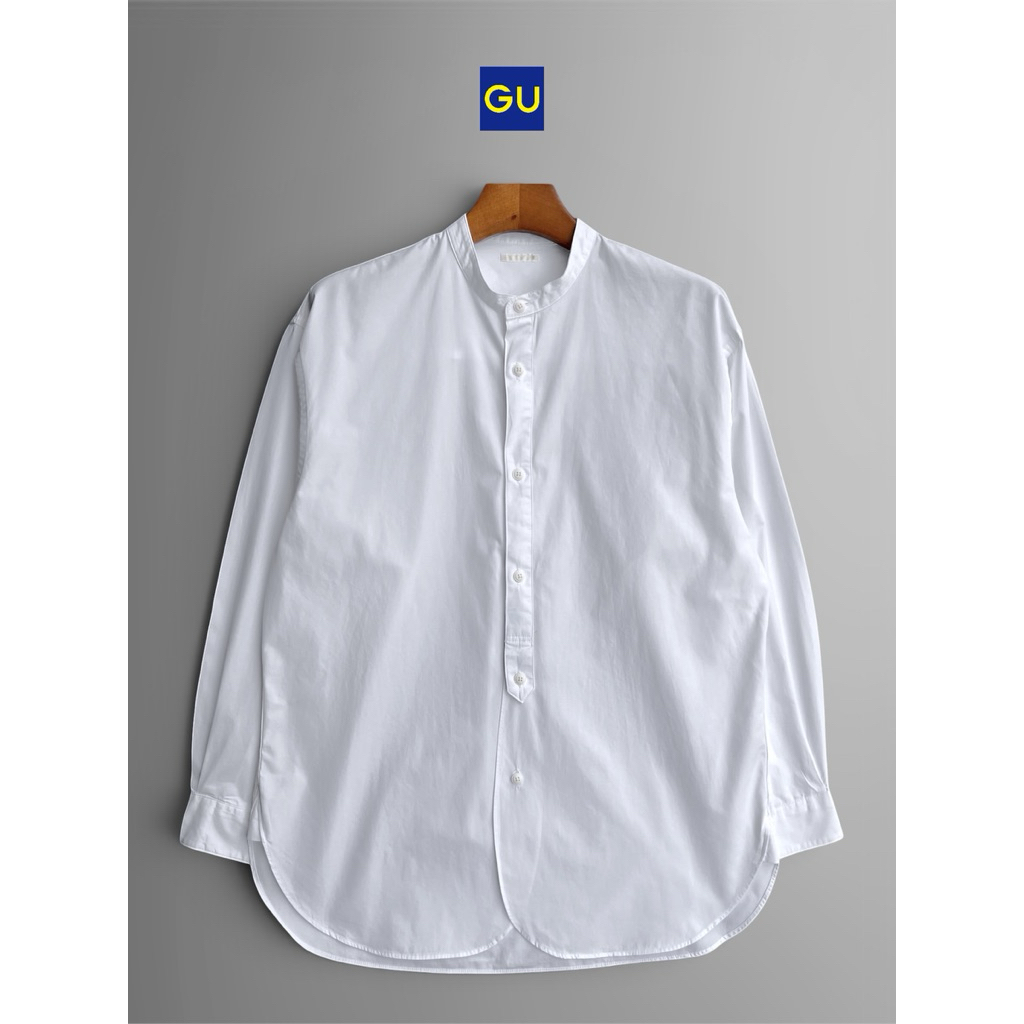 Gu เสื้อเชิ้ตมือสอง แขนยาว คอจีน
