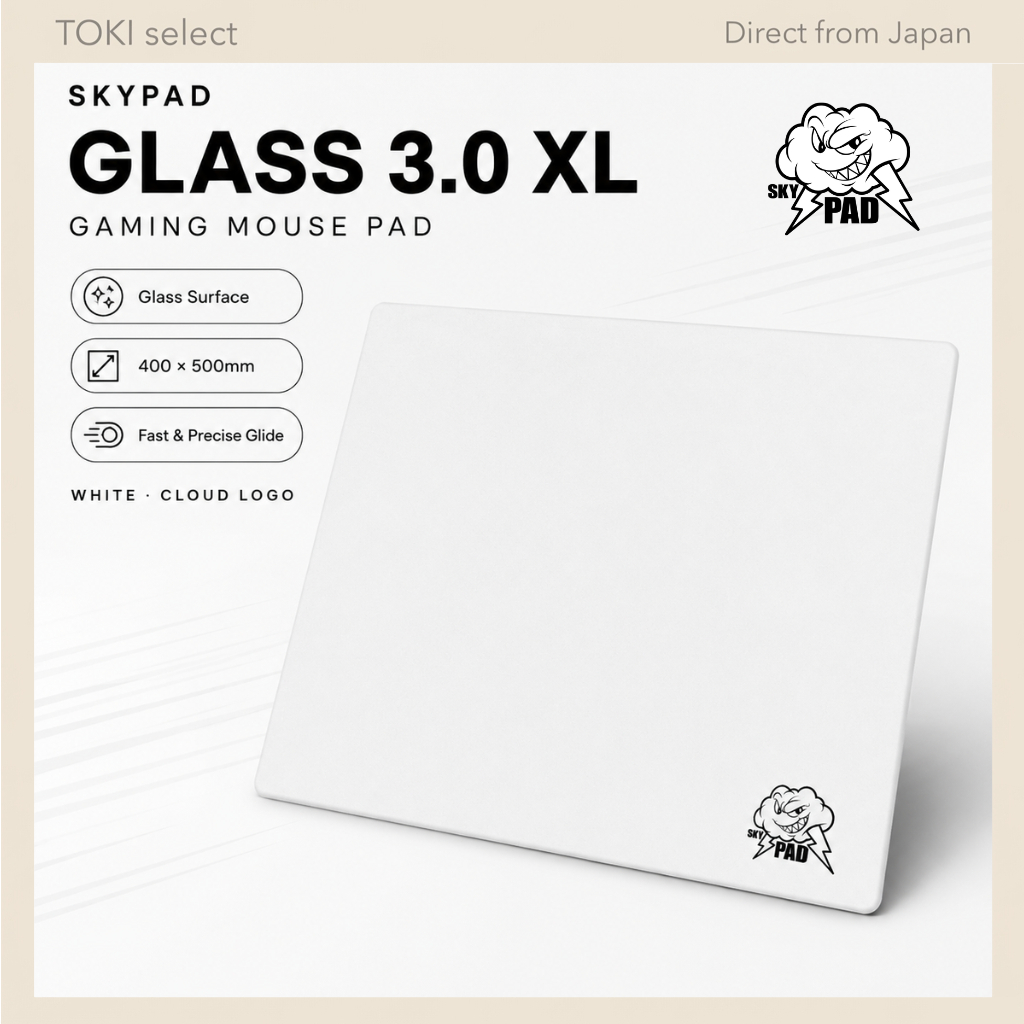 SkyPAD Glass 3.0 XL Gaming Mouse Pad White Cloud Logo 400 × 500mm